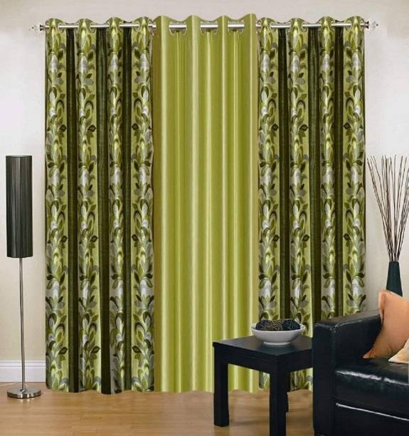 Kraftiq Homes 214 cm (7 ft) Polyester Semi Transparent Door Curtain (Pack Of 3)