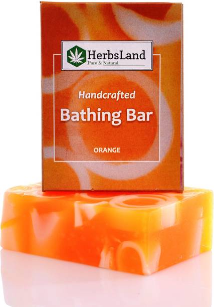 HerbsLand Handmade Premium Bath Soap Bar | Pure, Natural, Gentle, Premium | No Chemicals ?100% Vegan, SLS & Paraben Free? Orange Bathing Bar