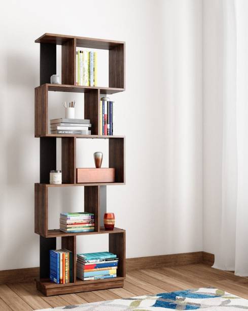 Floresta Wud Engineered Wood Zig Zag Book Shelf For Study Room/ Office/ Library | Engineered Wood Open Book Shelf