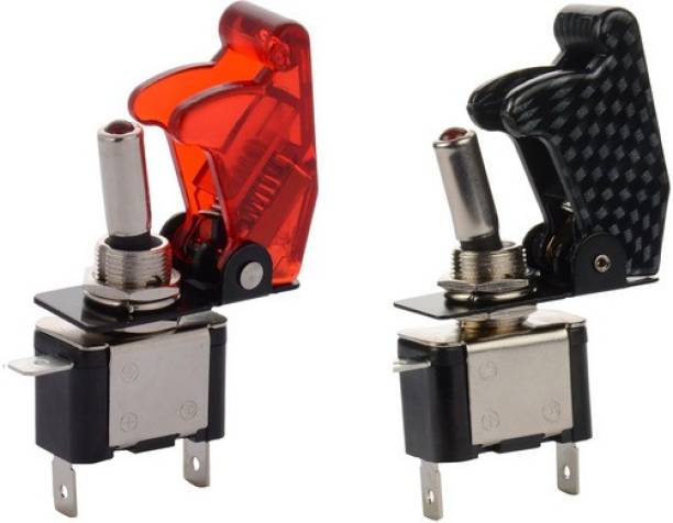 MODAXE 1 Red + 1 Black Carbon Fiber Toggle Switch 2 Car Dash Switch Panel
