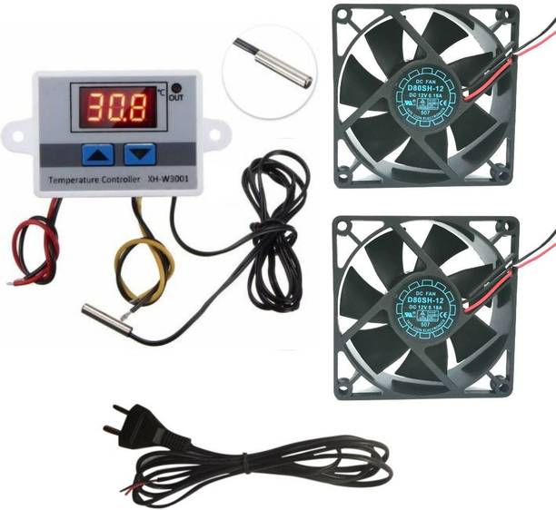 TechSupreme Frequently Bought Together Combo 1 W3001 2 3 Inch Fan 2 Pin AC Power Cord(Cable) Temperature Sensor and Controller Electronic Hobby Kit