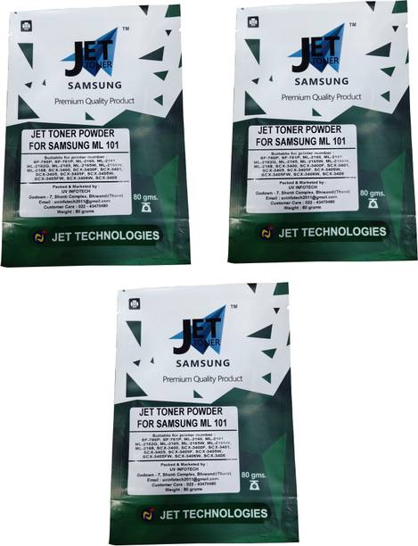 JET TONER MLT 101 for 101 / MLT D101S Toner Powder Compatible For Samsung Laser Printers ML 2160,SCX 3400,SCX 3401,SCX 3405 - Pack of three / 80grams each Black Ink Toner Powder