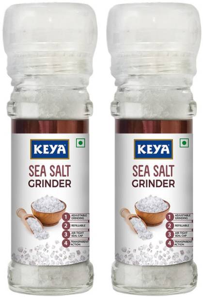 keya Sea Salt Grinder| Glass Bottle Pack of 2 x 100 Gm Sea Salt