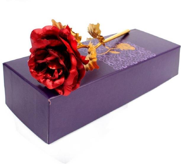 Delhi Gift House Red Rose With Gift Box Red Rose Artificial Flower Red Rose Artificial Flower