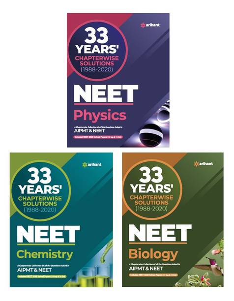33 Year's Chapterwise Solutions NEET Physics , Chemistry & Biology 2021 (Set of 3 Books)