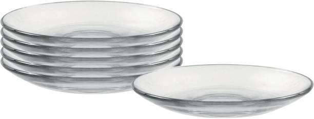 baluda Pack of 6 Glass Glass saucer glass plate for multifuctional kitchen use