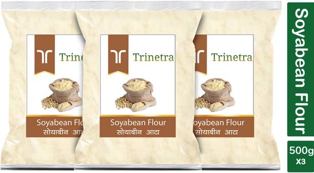 Trinetra Best Quality Soyabean Flour / Soyabean Atta 500g Pack of 3