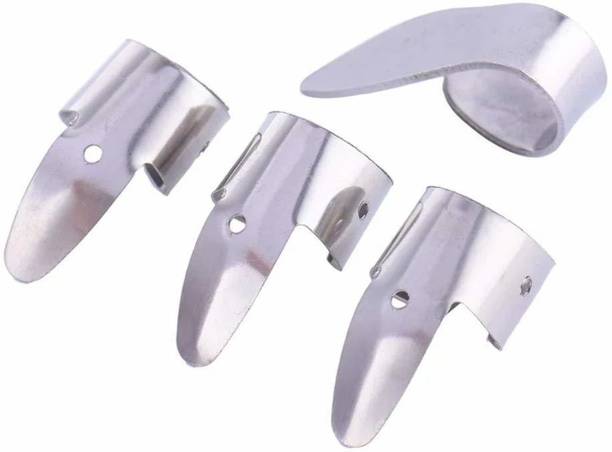 Music Mantra 1 PCS Thumb picks and 3 PCS Silver Finger Nail Picks Plectrums Set for Acousti Guitar Pick