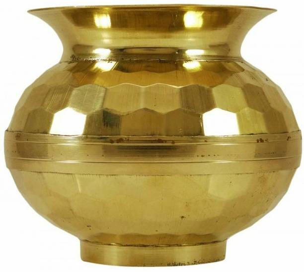 Rudram Collection Traditional Diamond Brass Pooja Kalash (10.2 x 10.2 x 10.8 cm) Brass Kalash