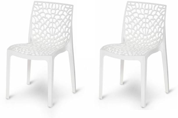 Binani Spider Web Series Modern Stackable Plastic Armless chairs for Dining, Outdoor, Home, Office & Garden Plastic Dining Chair