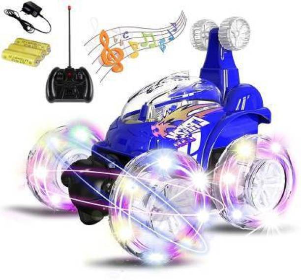 CADDLE & TOES Rechargeable 360 Degree Twisting Stunt Car with Music & Lights for Kids (Colors as Per Stock) (MULTY COLOUR)
