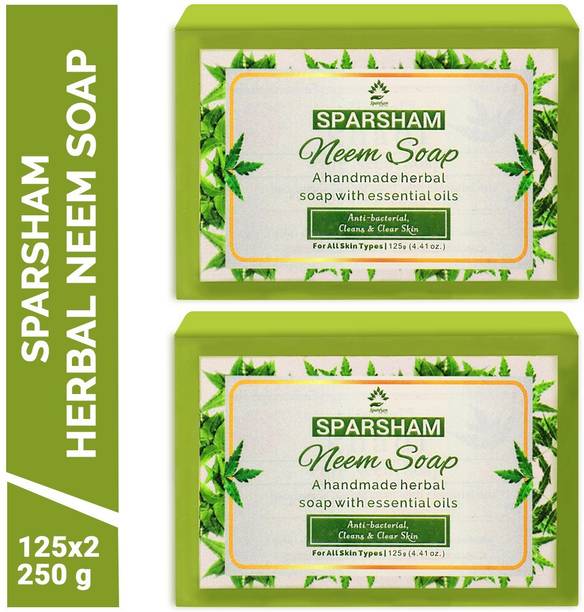 SPARSHAM HANDMADE NEEM SOAP FOR PURIFIED SKIN RASHES ACNE & PIMPLE 250g PACK OF 2