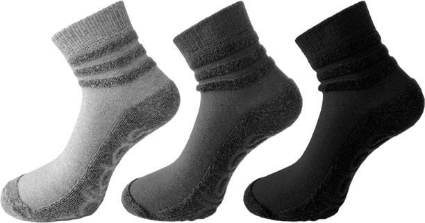 Original Cotton Half Cushion (AD-9212) (Grey Melange/Charcoal/Black) Men Self Design Ankle Length