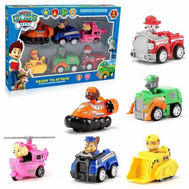 The Simplifiers Pup Buddies Dogs Racer Pups Rescue Team Figure Set of 6 Pieces with Vehicles