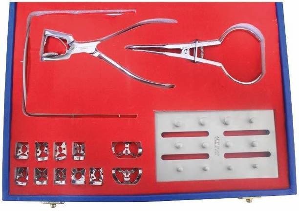 API Dental Rubber Dam Kit 6X6 With 11 Clamps (Stainless Steel) Dental Elevator