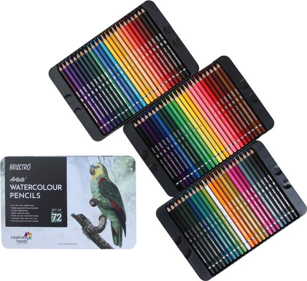 BRuSTRO Watercolor pencil Set of 72 hexagonal Shaped Color Pencils
