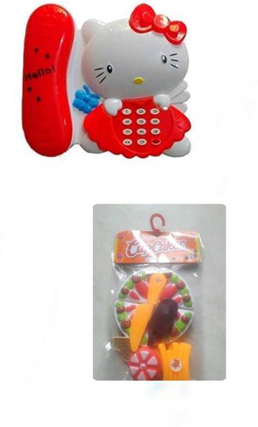 Kaushik Play hello kitty phone and cake set (combo of 2)