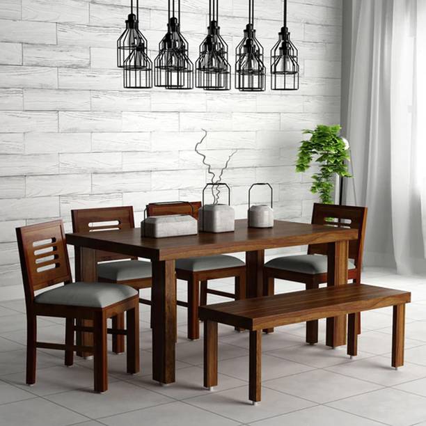 Wood Print Beautiful Dining Set Handicraft solid Sheesham Wood Solid Wood 6 Seater Dining Set