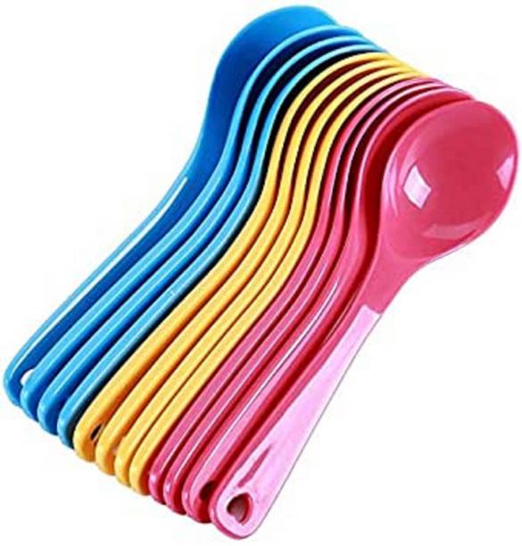 PuthaK 12Pcs/Set Baby Toddler Feeding Spoon Safe Plastic Baby Training Eating Spoon Set Food Color Mixing  - yes