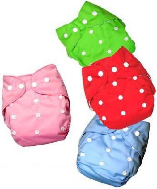 CREEPY Baby Reusable Cotton Cloth Diapers, Washable And Adjustable (Pack Of 4)