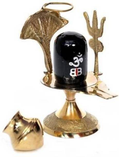 NAVYAKSH Brass Shaligram Shiva Ling Lingam Shivling Statue Brass (Gold) Brass