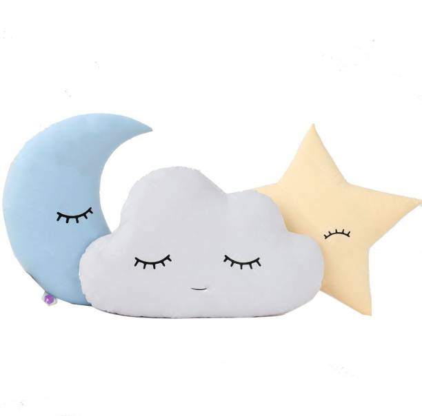 Crazy Corner Cute Star Moon Cloud Pillows - Velvet Plush Cushions (Set of 3) - Plush Toys for Kids/Girls/Boys  - 15 inch