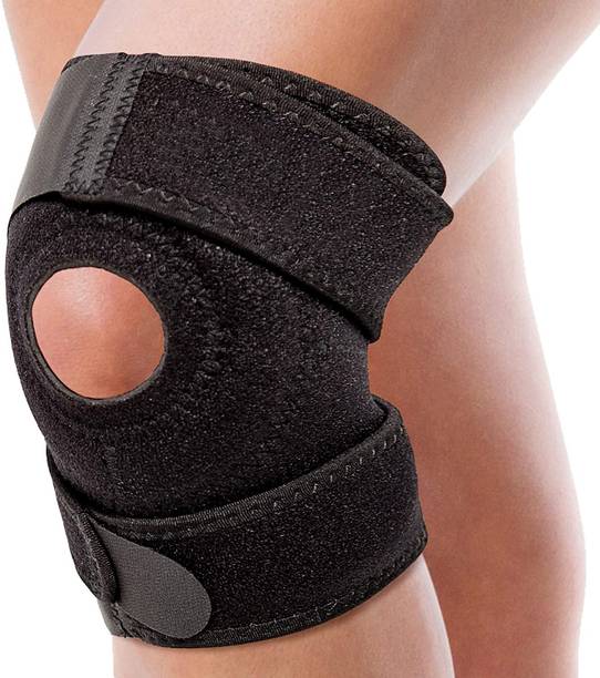 Leosportz Indian neoprene fabric Knee Cap Knee Support (Free Size, Black) Knee Support