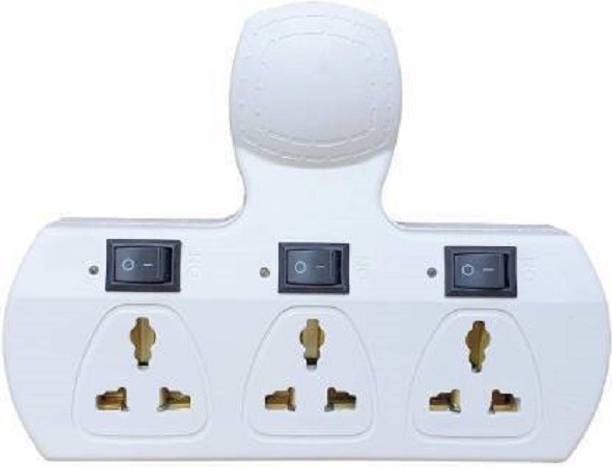 D-DEVOX EX-BO-D102/ -3+3-Plug in 12 A Three Pin Socket 3 Socket Extension Boards (White) 3  Socket Extension Boards