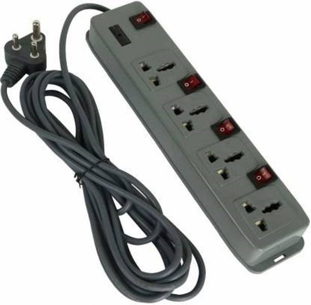 D-DEVOX 4 switch 4 socket with 5mtr long wire extension Board 6amp 4 Socket Extension Boards (Grey) 4  Socket Extension Boards