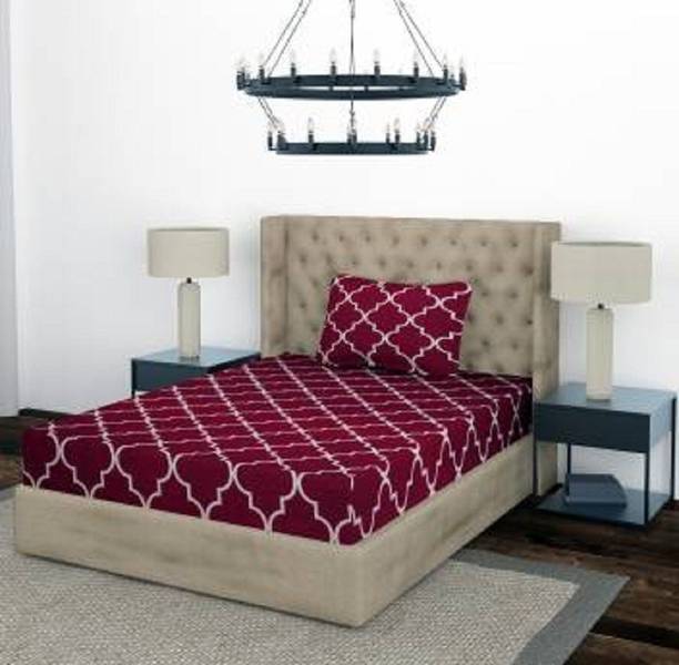 masn Polycotton Single Flat 250 TC Abstract 1 Bedsheet with 2 Pillow Covers