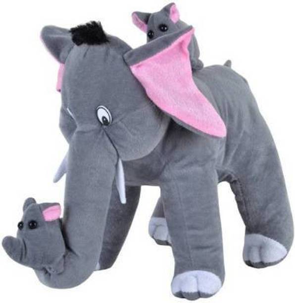 Piyush Stuffed Spongy Huggable Cute Elephant With Baby Cuddles Soft Toy For Kids Birthday / Return Gifts Girls Lovable Special Gift High Quality  - 26 cm
