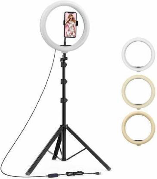 NJENT Big Selfie Ring Light with Tripod Stand for Live Stream-LED Ring Light with Phone Holder Dimmable Makeup Light with 3 Light Mode,10 Level Brightness for Tik-Tok YouTube Ring Flash