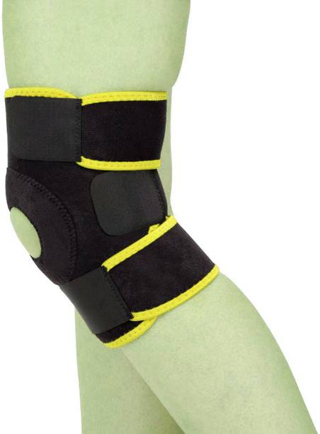 Leosportz Indian neoprene fabric Knee Cap Knee Support (Free Size, Black) Knee Support