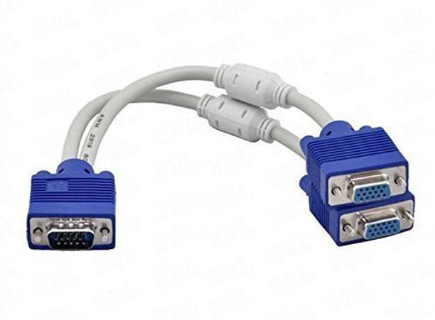 JDS PREMIUM  TV-out Cable VGA Y Splitter Cable 2 Monitors to 1 PC VGA Cable Adapter FOR Same Double