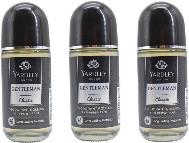 Yardley London Gentleman Classic Deodorant Roll-On Alcohol Free 50ML Each (Pack of 3) Deodorant Roll-on  -  For Men