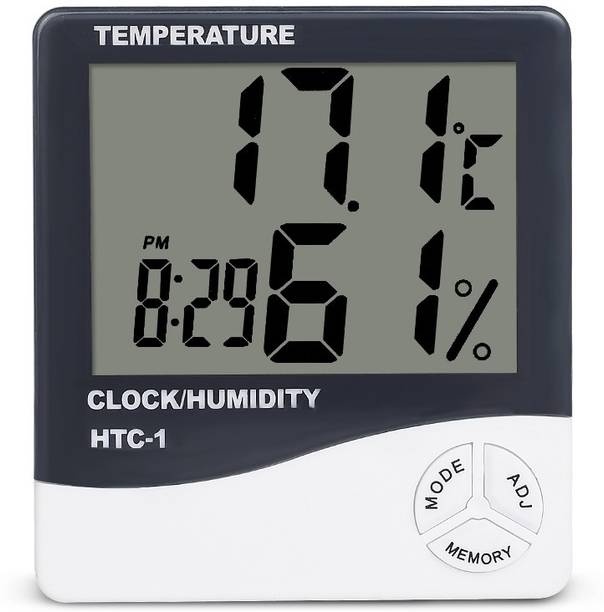 Nika HTC-1 Hygrometer Electronic Thermo Hygro with Touch Screen & Backlight Humidity Meter Tester + Temperature Meter + Alarm Clock + Time Temperature Humidity Time Alarm Clock Pinless Digital Moisture Measurer