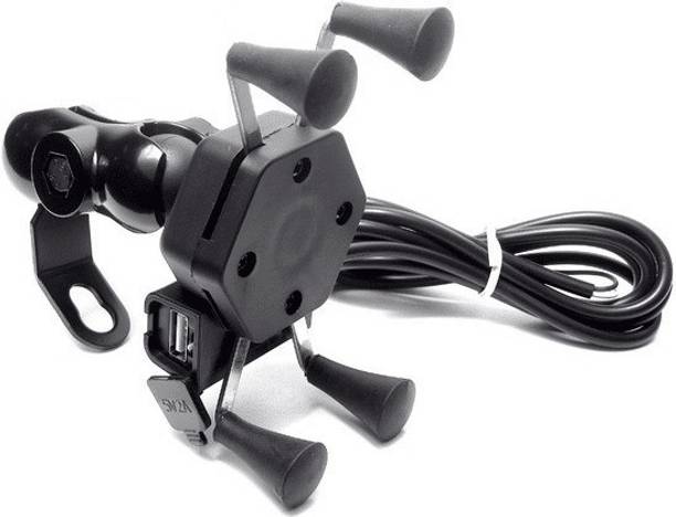 ऑटोपॉवर्ज़ MultiFunctional Mobile Holder with USB Charger Mototrcycle Mobile Holder Bracket बाइक मोबाइल चार्जर