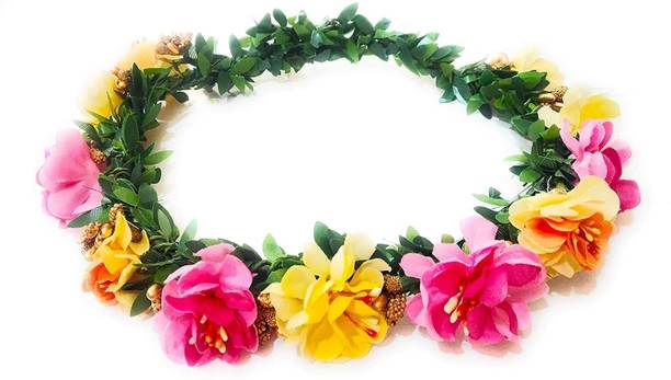 SHREE BALAJI Flower Pearl Gracious Tiara/Crown Head Band Hair Accessory Set