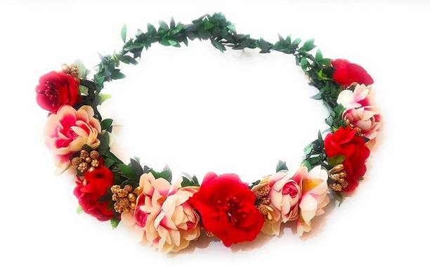 SHREE BALAJI Flower Pearl Gracious Tiara/Crown Head Band Hair Accessory Set
