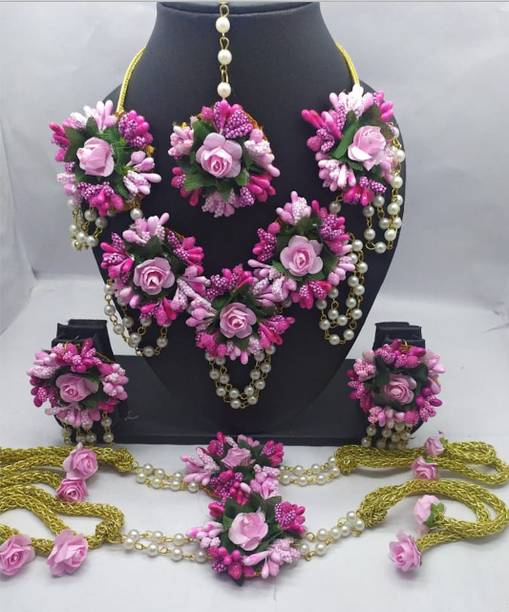 ALICIA Fabric, Paper Pink, White, Green Jewellery Set