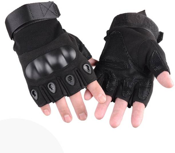 Top Unisex Cycling Gloves Half Finger Palm Protective Mitts Fingerless Gloves