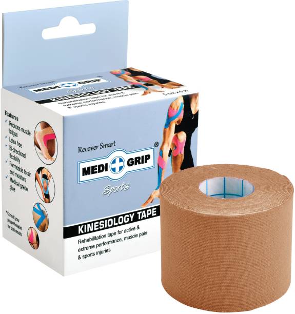 Medigrip Kinesiology Tape Sports 5 cm X 5 m (Pack of 1 Roll) Beige Physiotherapy Tape Abdominal Belt