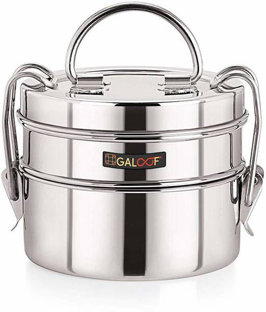 GALOOF Stainless Steel Lunch Box for Kids,Steel Tiffin box for School & Office, Kids 2 Containers Lunch Box
