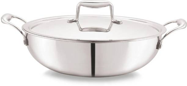 cello Tri Ply Stainless Steel Kadhai with Lid 20 Cm Kadhai 20 cm diameter with Lid 1.6 L capacity