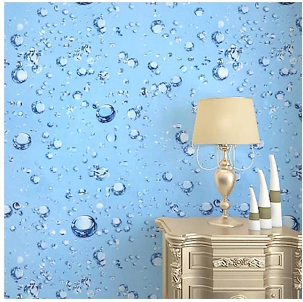 WallBerry Wall Wallpaper Blue Water Dew Drops Bubbles Modern Home Decoration Medium Self Adhesive Sticker