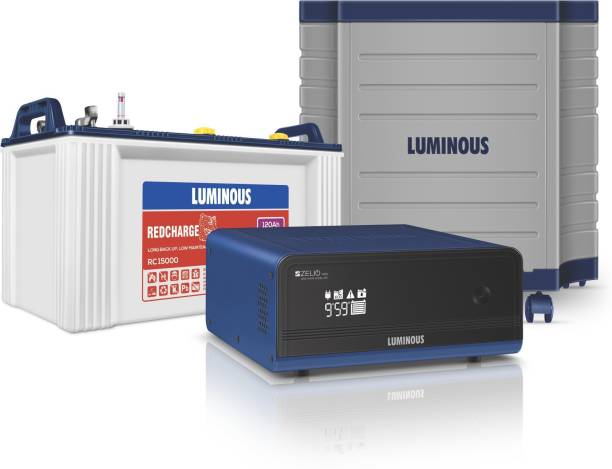 LUMINOUS Zelio 1100 + Rc15000 120 Ah Tubular Battery+ Trolley Tubular Inverter Battery