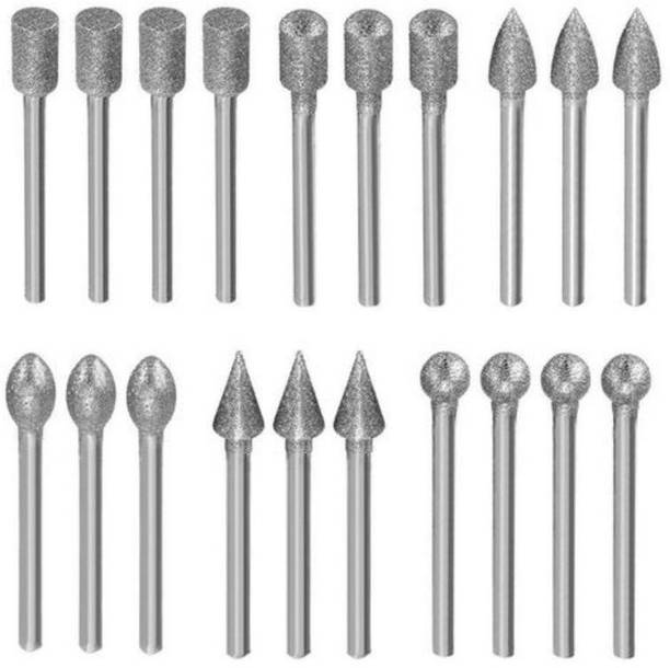 DIY Crafts Shank Diamond Grinding Burr Drill Bits Sets for Rotary Tool (Pack of 20 Pcs, Design No # 2) Rotary Bit Set
