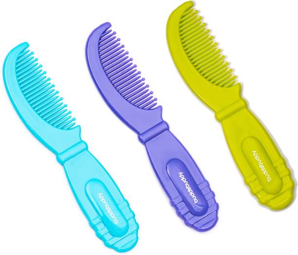 Buddsbuddy BPA Free Combo of 3 Premium Soft Bristle New Born Baby Soft Hair Combs Multicolor