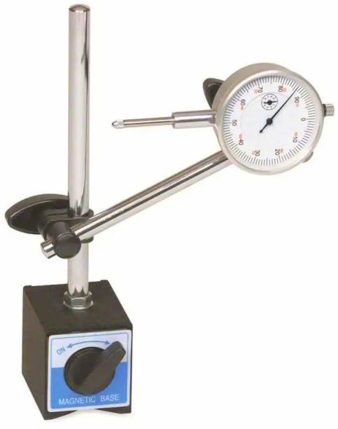 GoodsBazaar 0-10mm Dial Indicator DTI Gauge Micrometer + Magnetic Base Stand Holder Magnets Indicator Transfer Stand