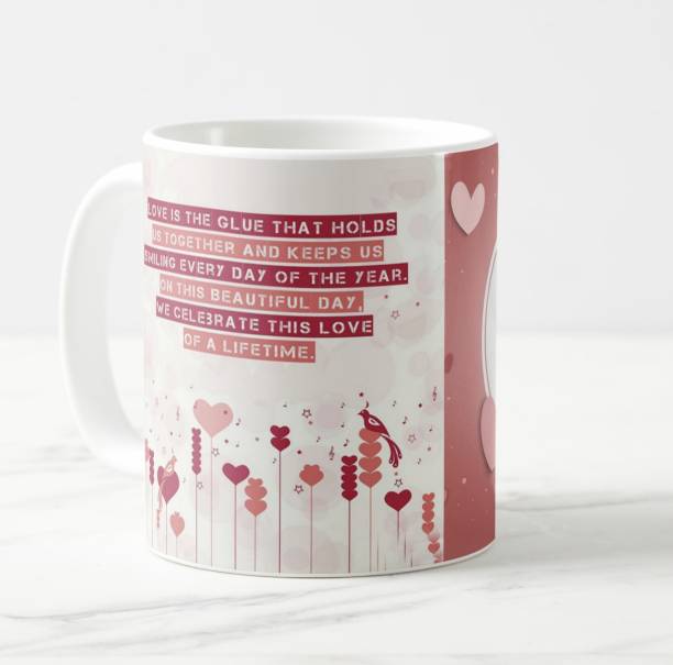 V Kraft ''you are the magic key of my heart" love quote printed white Ceramic love with Handle-Perfect Gift to Anyone On Any Occasion valentine special for loved once | Coffee & Tea Cup | Pack of 1 Ceramic Coffee Mug